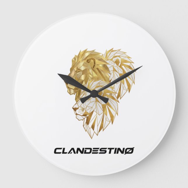 Golden Lion Wall Clock – Majestic Design Stor Klocka (Framsida)