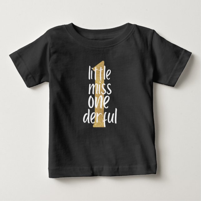 Golden Little Miss One Derful 1st Birthday party T Shirt (Framsida)