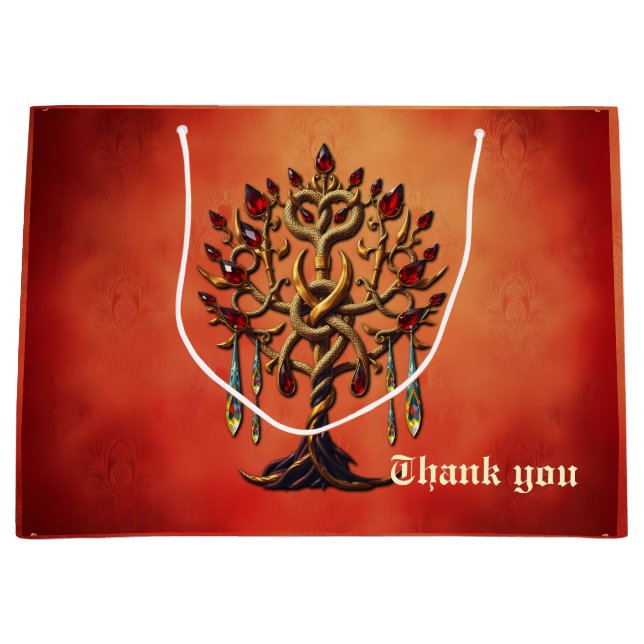 Golden Livets träd med Red Gemstones (Framsidan)