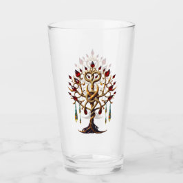 Golden Livets träd med Red Gemstones Glaskopp