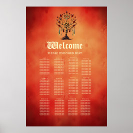 Golden Livets träd med Red Gemstones Poster