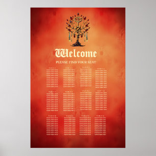 Golden Livets träd med Red Gemstones Poster