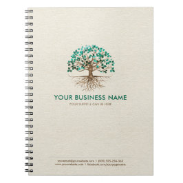 Golden Livets träd - Yggdrasil - Malachite Löv Anteckningsbok