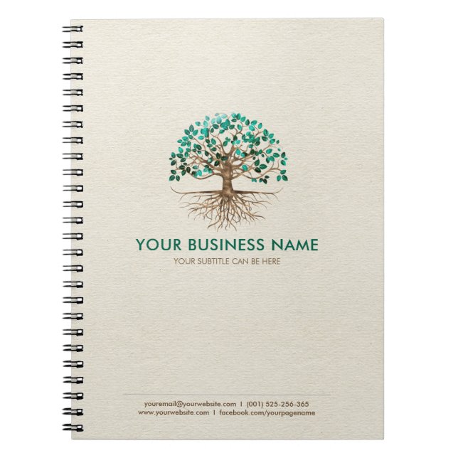 Golden Livets träd - Yggdrasil - Malachite Löv Anteckningsbok (Framsidan)