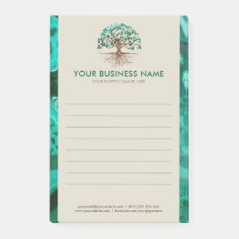 Golden Livets träd - Yggdrasil - Malachite Löv Post-it Block