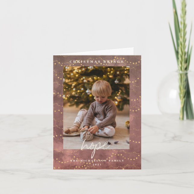 Golden Ljus jul två Bild Helgkort (Framsida)