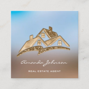 Golden Logotyp House Real Gods Agent Professionell Fyrkantigt Visitkort
