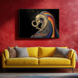 Golden Lord Ganesha Colorful Rainbow Guld Black Poster