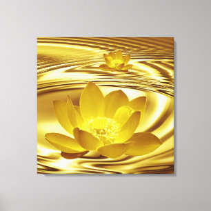 Golden lotus blomma canvastryck