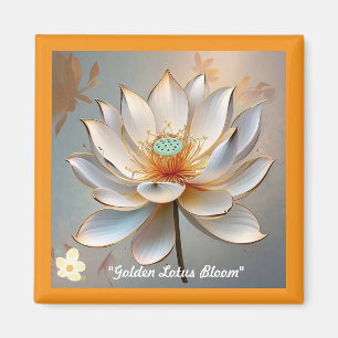 "Golden Lotus Blommar" Magnet