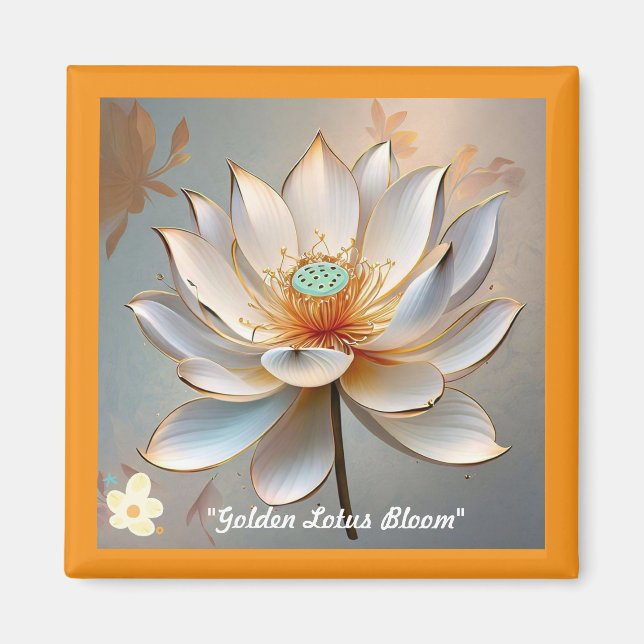 "Golden Lotus Blommar" Magnet (Framsidan)