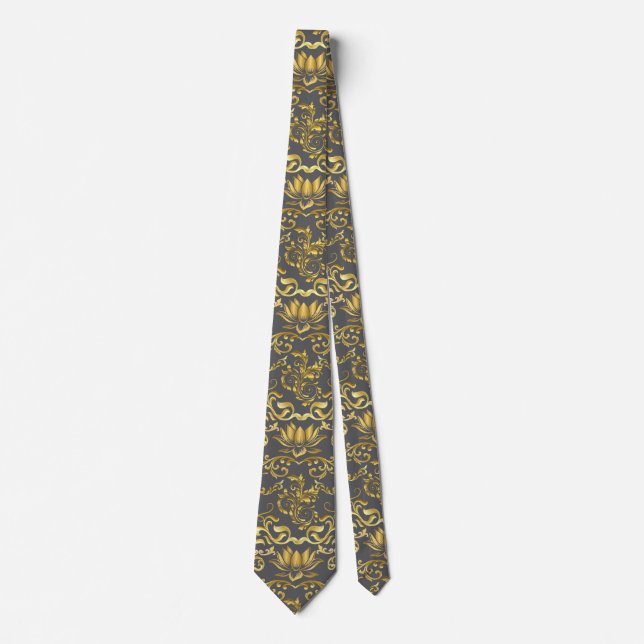 Golden Lotus & blommönster 2508.DGrey BG Slips (Framsida)