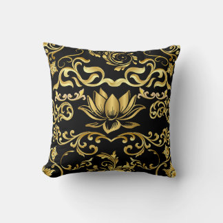 Golden Lotus & blommönster 2508 Kudde
