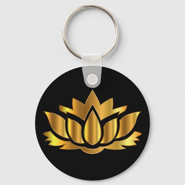 Golden Lotus Flower Keychain Nyckelring (Framsida)
