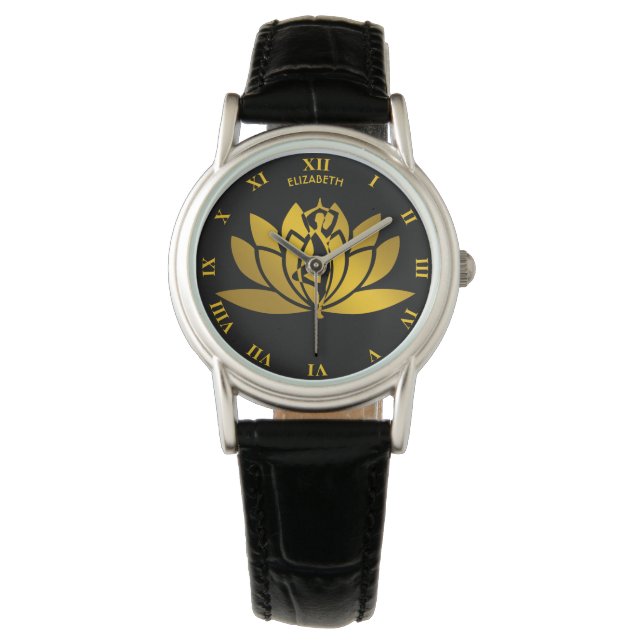 Golden Lotus Flower Yoga Meditation Coola Armbandsur (Framsida)