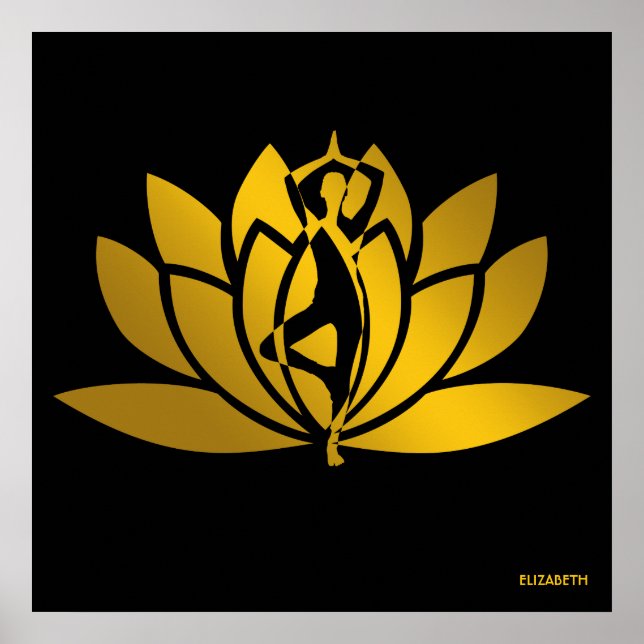 Golden Lotus Flower Yoga Meditation Coola Poster (Framsidan)