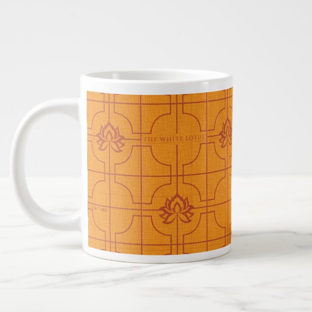 Golden Lotus Grid Mönster - White Lotus Jumbo Mugg (Vänster)