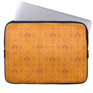 Golden Lotus Grid Mönster - White Lotus Laptop Fodral