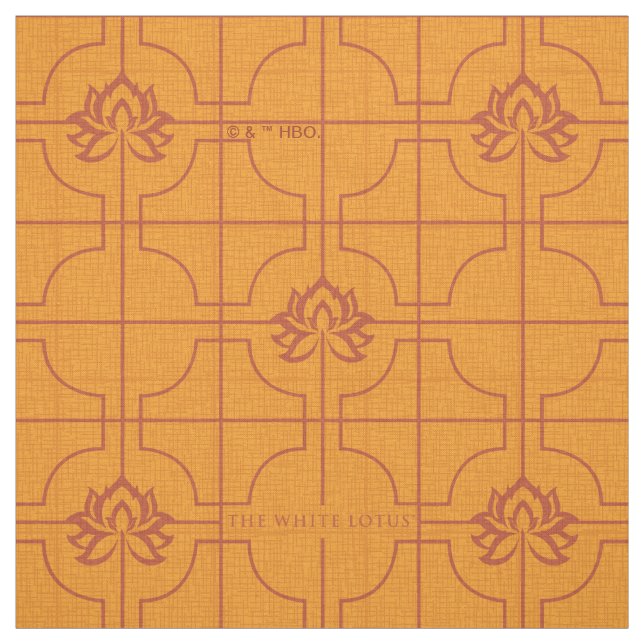 Golden Lotus Grid Mönster - White Lotus Tyg (Provkarta)