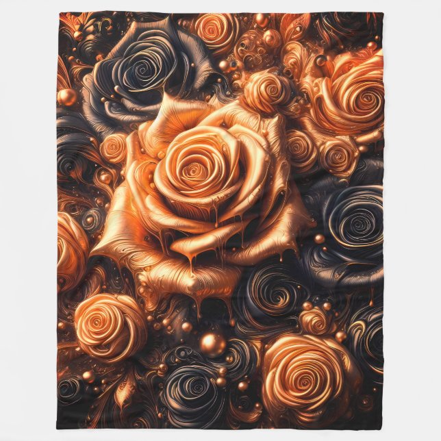 Golden Lotus Radiance - Abstrakt Mystical Design Fleecefilt (Framsidan)
