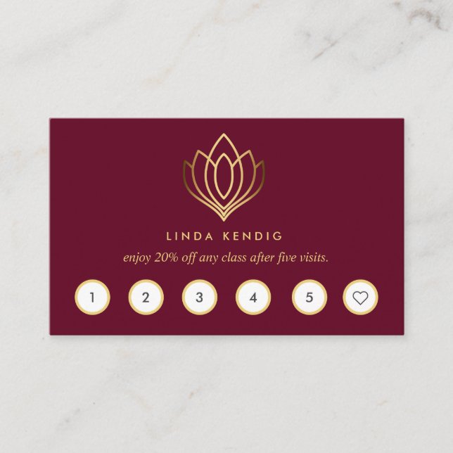 Golden Lotus | Ruby | hälsa massage yoga Visitkort (Framsida)