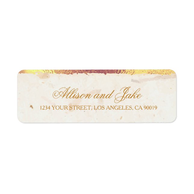 Golden Löv Adressetiketters Returadress Etikett (Framsidan)