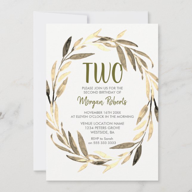 Golden Löv, andningsår 2:a födelsedagspojken eller Inbjudningar (Framsida)