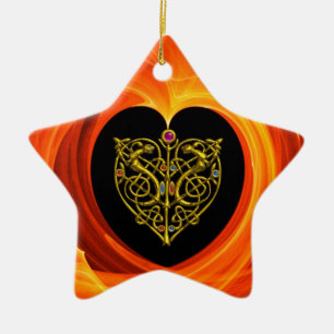 GOLDEN LÖV - CELTISKT HEART JULGRANSPRYDNAD KERAMIK
