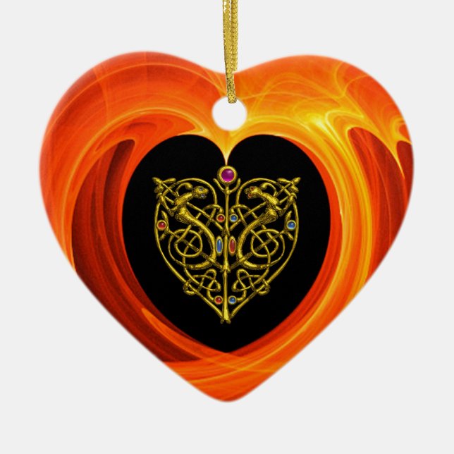 GOLDEN LÖV - CELTISKT HEART JULGRANSPRYDNAD KERAMIK (Framsidan)
