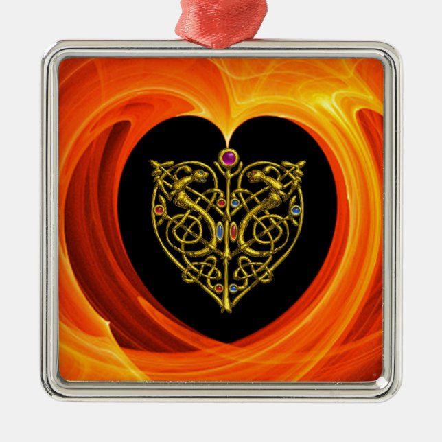 GOLDEN LÖV - CELTISKT HEART JULGRANSPRYDNAD METALL (Framsidan)