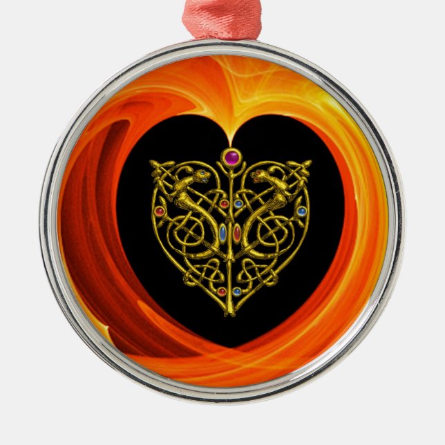 GOLDEN LÖV - CELTISKT HEART JULGRANSPRYDNAD METALL (Framsidan)
