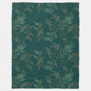 Golden Löv Hand plockade Line Art Fleece Blanket