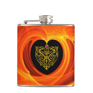 GOLDEN LÖV I ORANGE FRACTAL SWIRL FICKPLUNTA