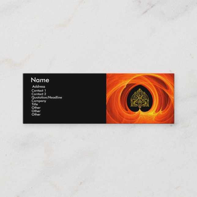 GOLDEN LÖV I ORANGE FRACTAL SWIRL MINI VISITKORT (Framsida)