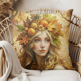 Golden Löv Krona Fairy - Mysigt Boho-höstdekoratio Kudde