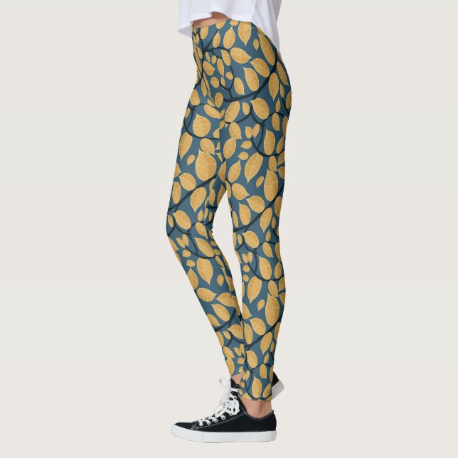 Golden Löv Mönster Leggings (Vänster)
