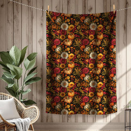 Golden Löv & Pumpkin-Print Festive Touch Fleecefilt