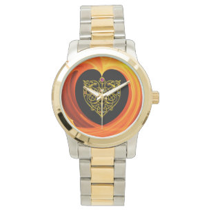 GOLDEN LÖV, Svart orange gult Armbandsur