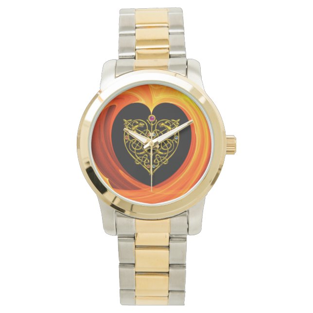 GOLDEN LÖV, Svart orange gult Armbandsur (Framsida)