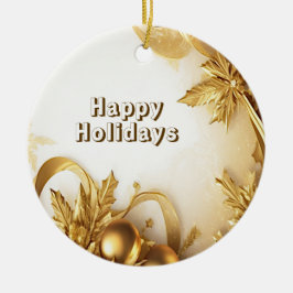 Golden Lövs jul-Helgdag Ornament