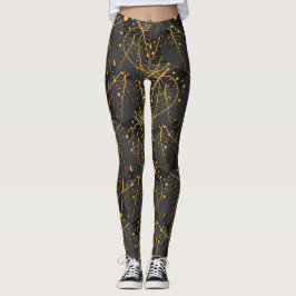 Golden lövs mönster-balkar leggings