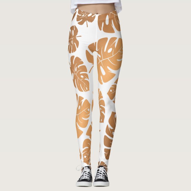 Golden Lövs Mönster Leggings (Framsida)