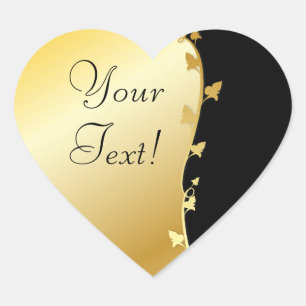 Golden Lövs Sticker Hjärtformat Klistermärke