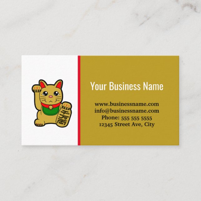 Golden Lucky Cat Handelsbod Visitkort (Framsida)