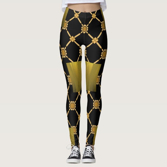 Golden Luxe: Black Elegance Leggings (Framsida)