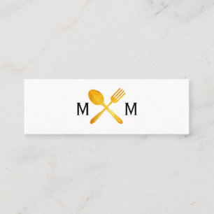 Golden Luxe Food Utensils Monogram Mini Visitkort