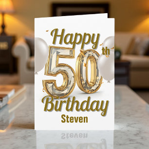 Golden Luxurious Elegance 50:e födelsedagen Hälsni Kort