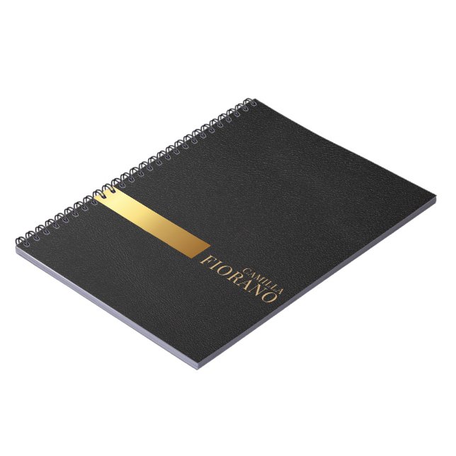 Golden Luxury Elegant Leather Struktur Monogram Anteckningsbok (Vänstra Sidan)