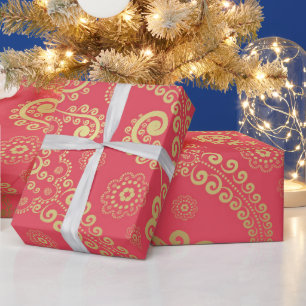 Golden Luxury Paisley om Tropical Rosa Presentpapper