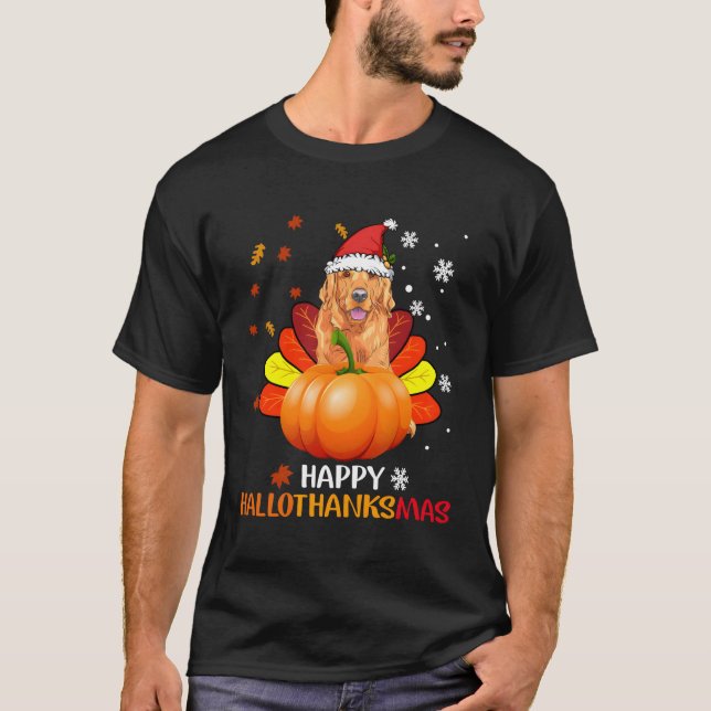 Golden Lycklig Hallothanksmas Halloween för Christ T Shirt (Framsida)